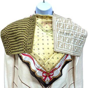 Unuused Set of 3: 1 Fendi Handkerchief Cotton 18" + 2 Hand Towel Beige Olive (91
